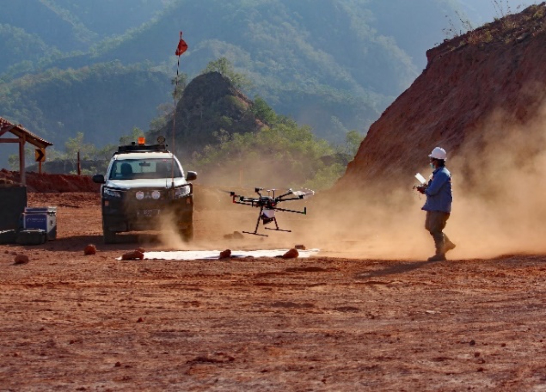 UAV survey drone on a field site in Timor-Leste